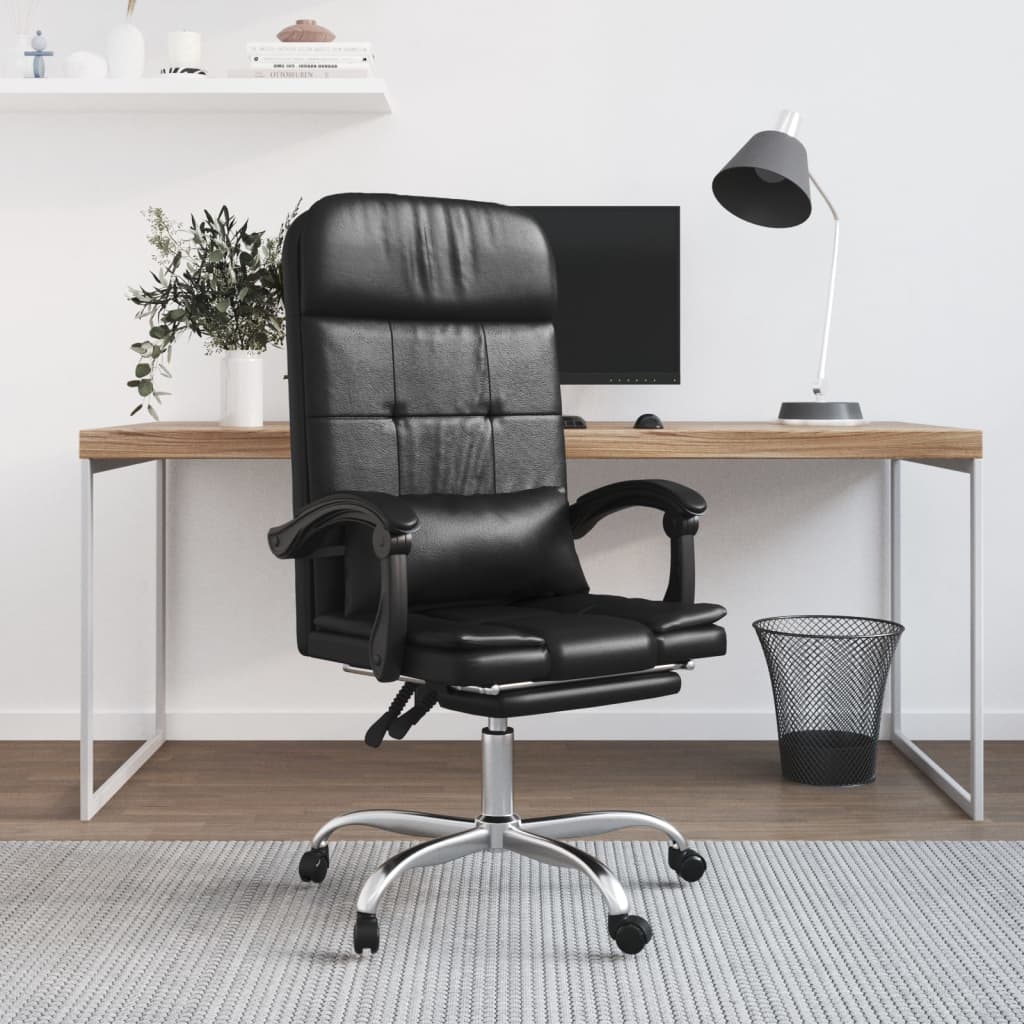 vidaXL Office Chair Massage Adjustable Faux Leather Black