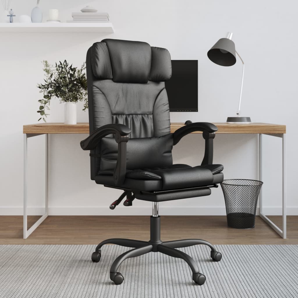 vidaXL Office Chair Adjustable Faux Leather Black
