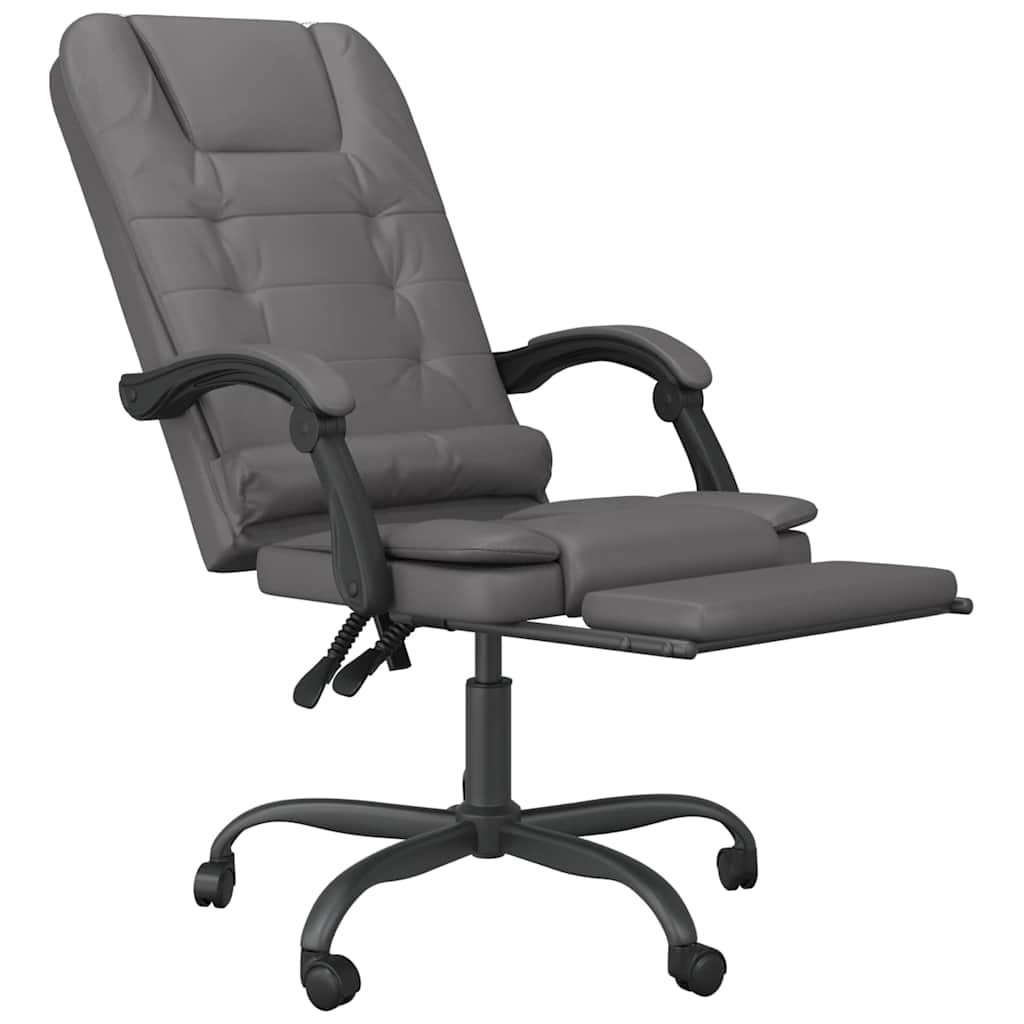 vidaXL Massage Relaxfauteuil voor op kantoor grijs kunstleer