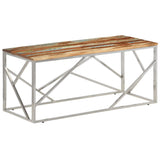 vidaXL Salontafel roestvrijstaal en gehard glas zilverkleurig