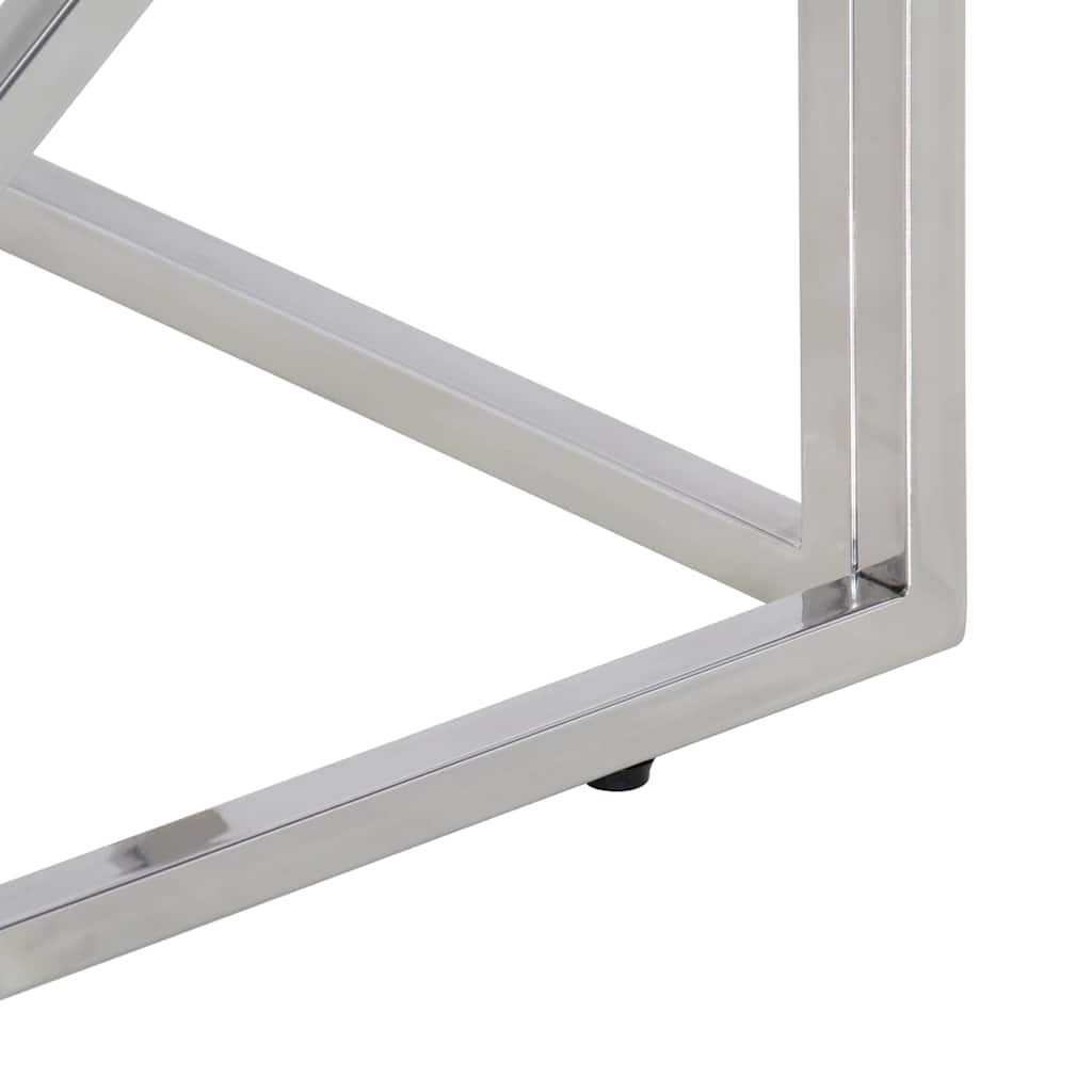 vidaXL Salontafel roestvrijstaal en gehard glas zilverkleurig
