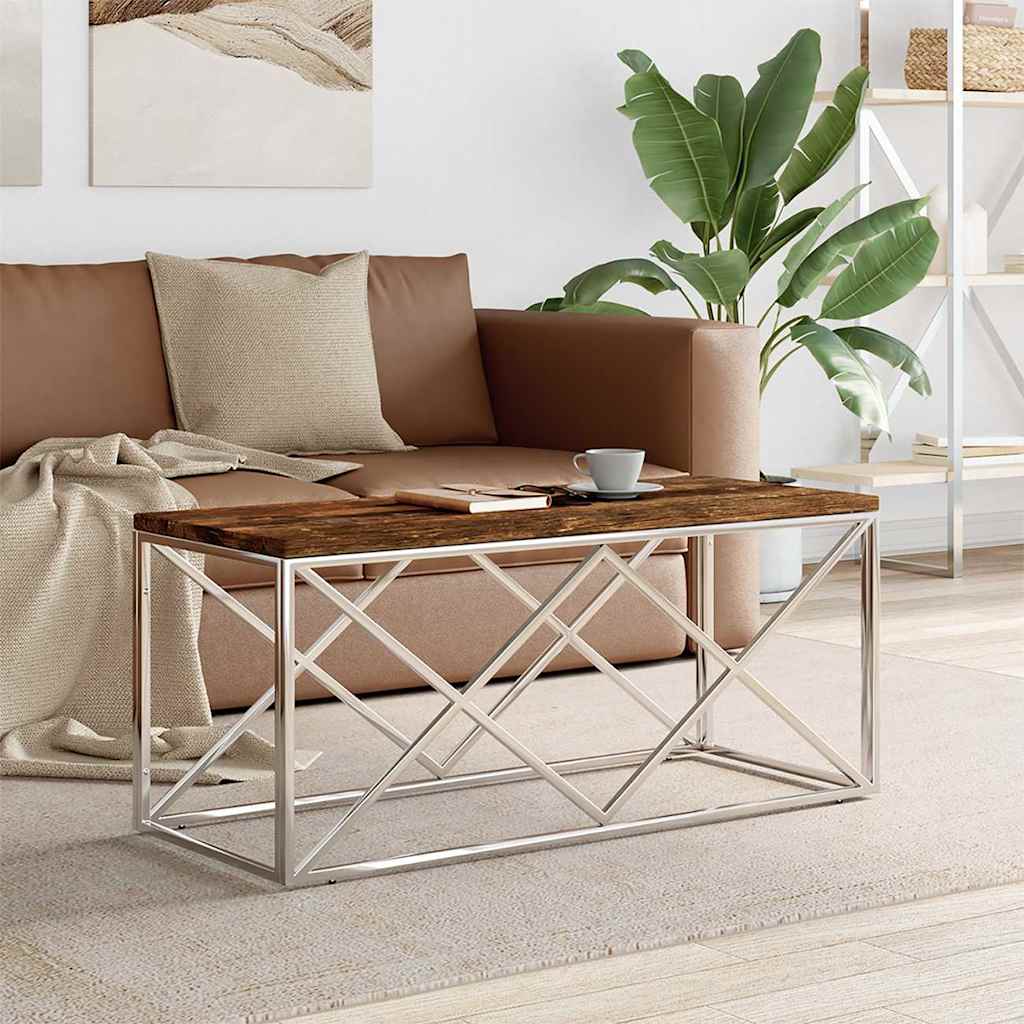 vidaXL Salontafel 110x45x45 cm roestvrij staal en glas