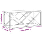 vidaXL Salontafel 110x45x45 cm roestvrij staal en glas