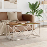 vidaXL Salontafel 110x45x45 cm roestvrij staal en glas