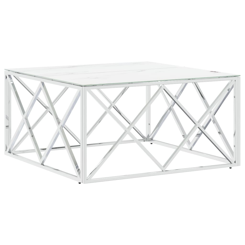 vidaXL Salontafel 80x80x40 cm roestvrij staal en glas