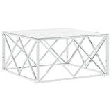 vidaXL Salontafel 80x80x40 cm roestvrij staal en glas