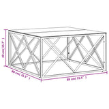 vidaXL Salontafel 80x80x40 cm roestvrij staal en glas