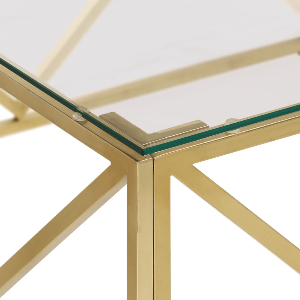 vidaXL Salontafel roestvrijstaal en gehard glas zilverkleurig