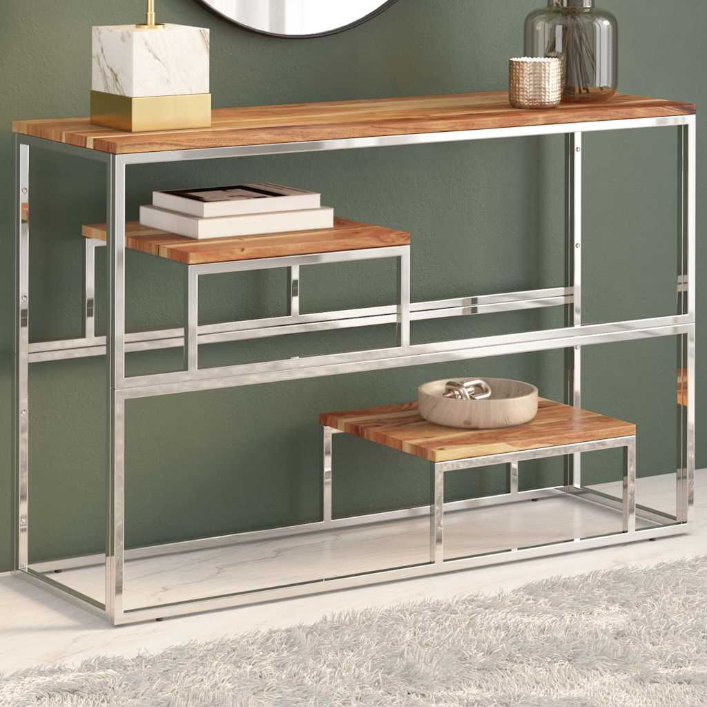vidaXL Wandtafel roestvrijstaal en gehard glas zilverkleurig