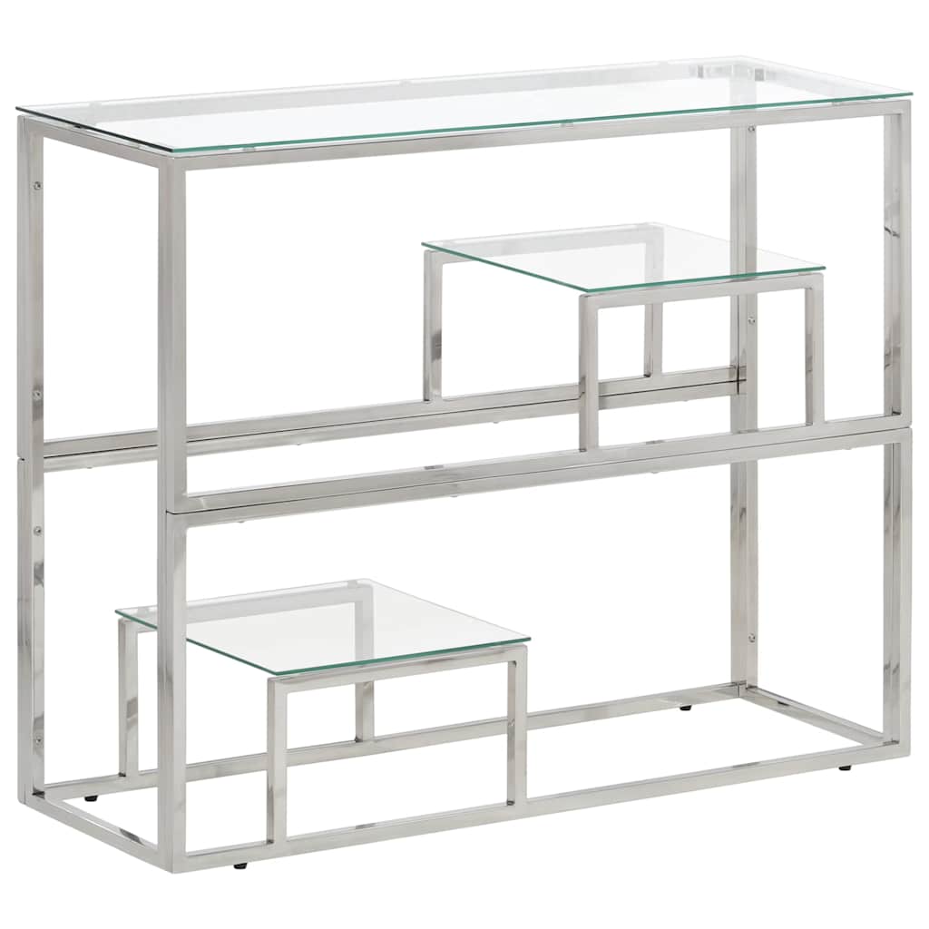 vidaXL Wandtafel roestvrijstaal en gehard glas zilverkleurig
