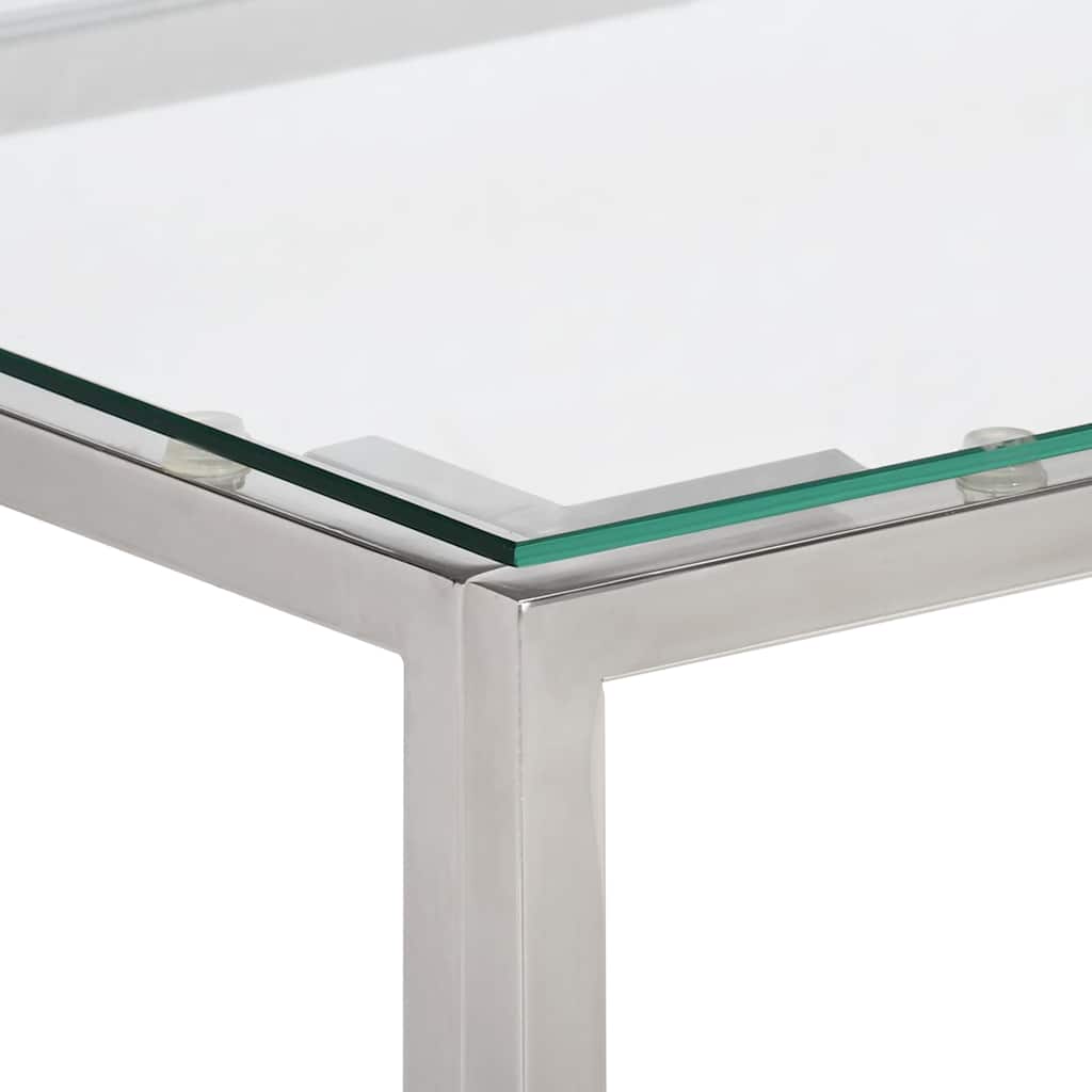 vidaXL Wandtafel roestvrijstaal en gehard glas zilverkleurig