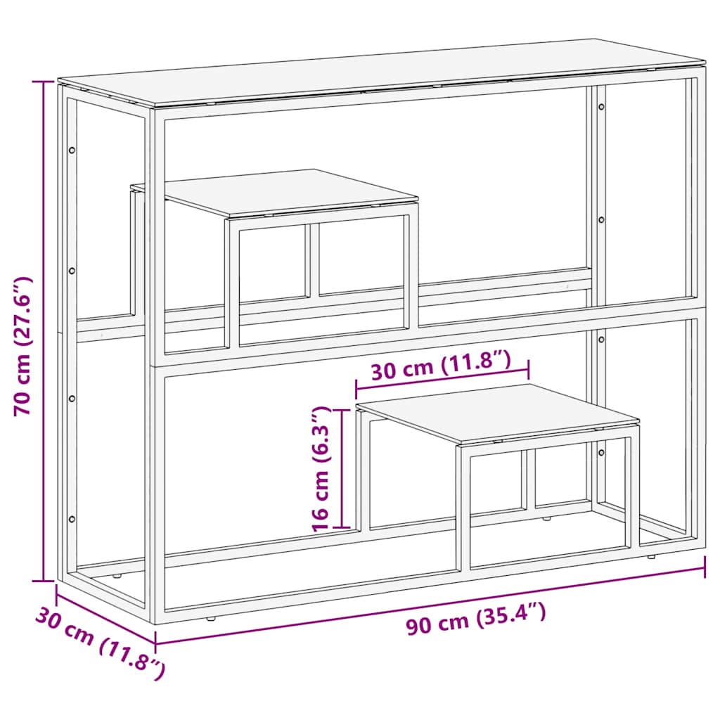 vidaXL Wandtafel roestvrijstaal en gehard glas zilverkleurig