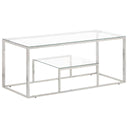 vidaXL Salontafel roestvrijstaal en gehard glas zilverkleurig