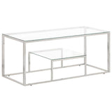 vidaXL Salontafel roestvrijstaal en gehard glas zilverkleurig