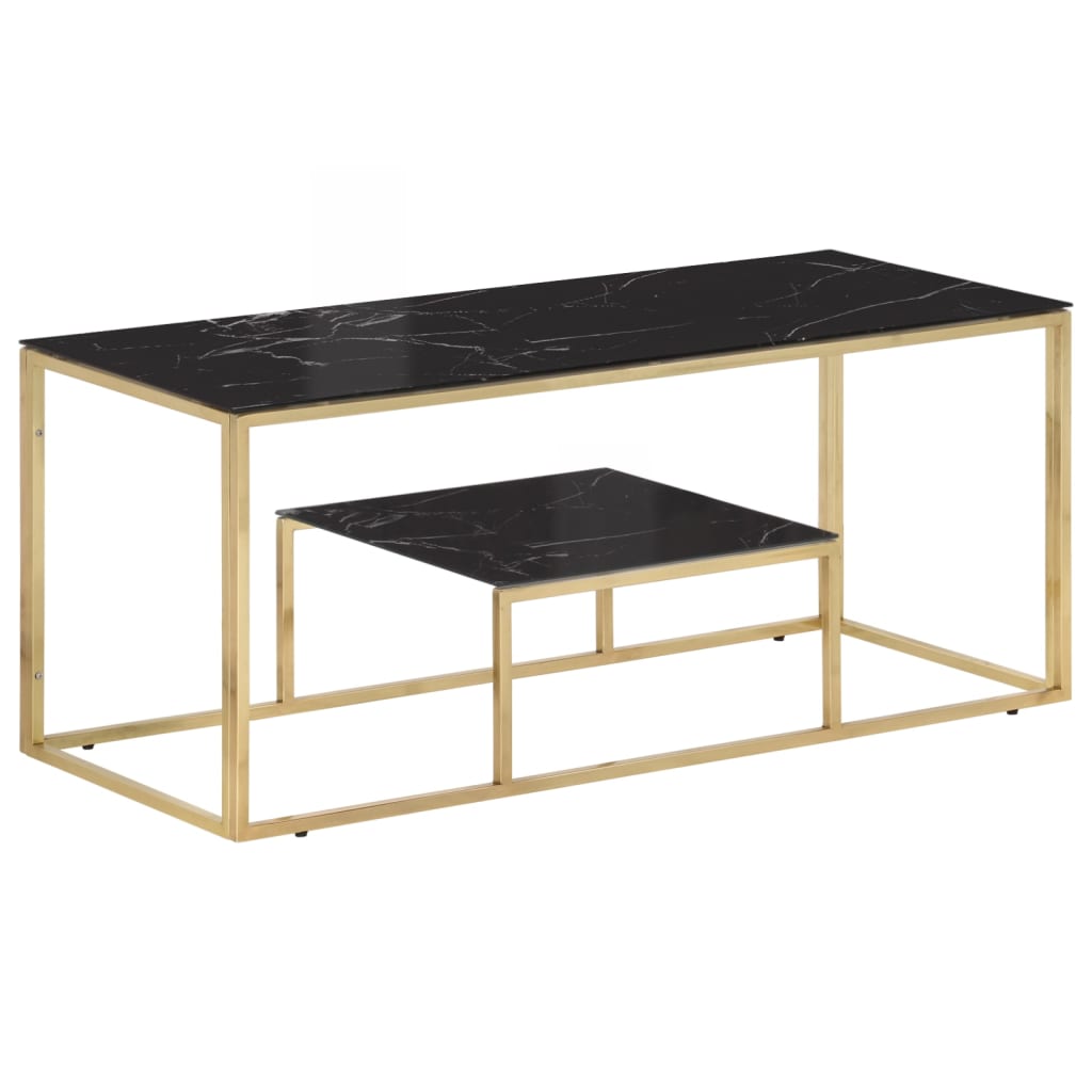 vidaXL Salontafel roestvrijstaal en gehard glas zilverkleurig