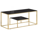 vidaXL Salontafel roestvrijstaal en gehard glas zilverkleurig