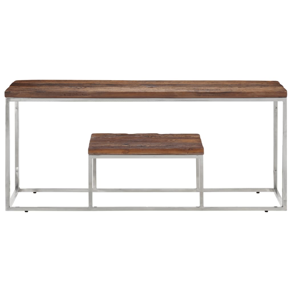 vidaXL Salontafel roestvrijstaal en gehard glas zilverkleurig
