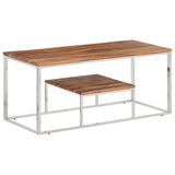 vidaXL Salontafel roestvrijstaal en gehard glas zilverkleurig