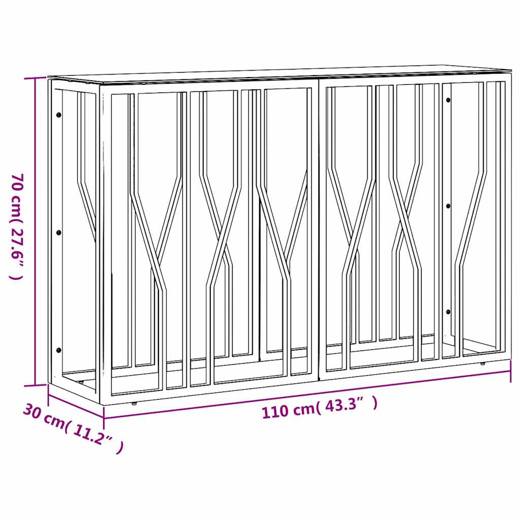 vidaXL Wandtafel 110x30x70 cm roestvrij staal en glas