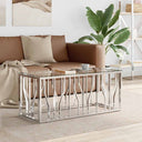 vidaXL Salontafel 110x45x45 cm roestvrij staal en glas