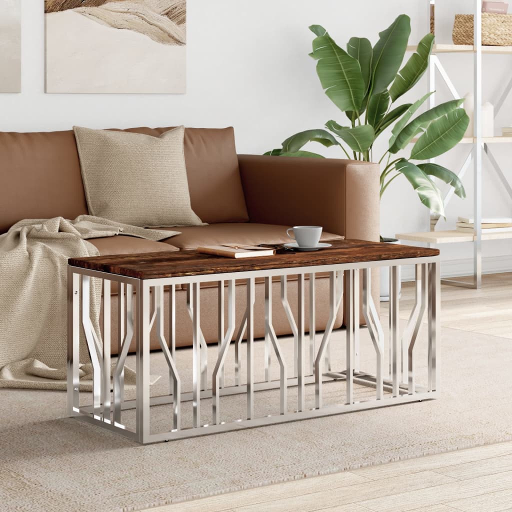 vidaXL Salontafel 110x45x45 cm roestvrij staal en glas