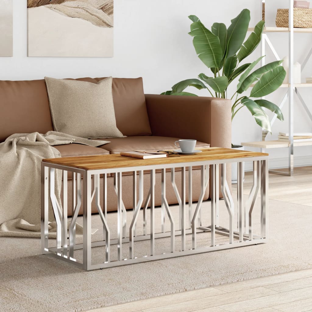 vidaXL Salontafel 110x45x45 cm roestvrij staal en glas