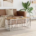 vidaXL Salontafel 110x45x45 cm roestvrij staal en glas