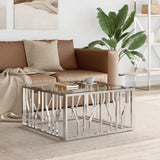 vidaXL Salontafel 80x80x40 cm roestvrij staal en glas