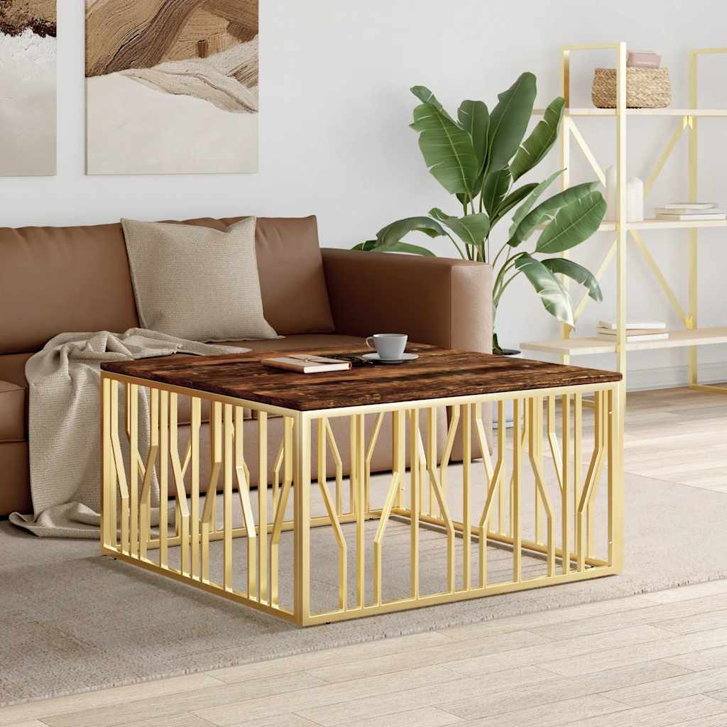 vidaXL Salontafel 100x100x50 cm roestvrij staal en glas