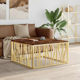 vidaXL Salontafel 100x100x50 cm roestvrij staal en glas