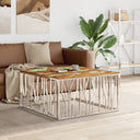 vidaXL Salontafel 100x100x50 cm roestvrij staal en glas