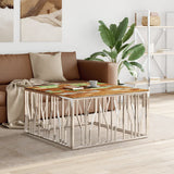 vidaXL Salontafel 100x100x50 cm roestvrij staal en glas