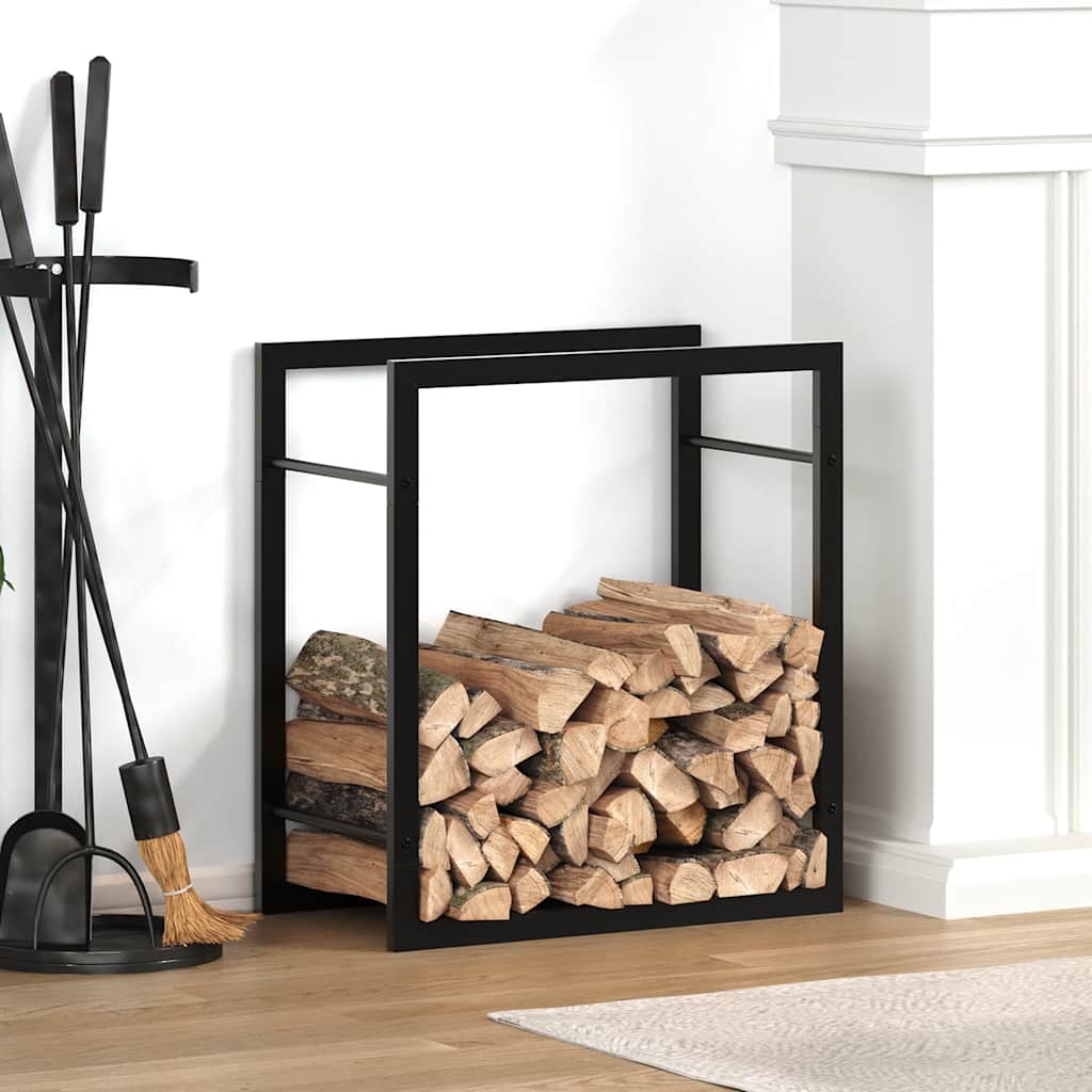 vidaXL Firewood Rack 50x28x56 cm Steel Matt Black