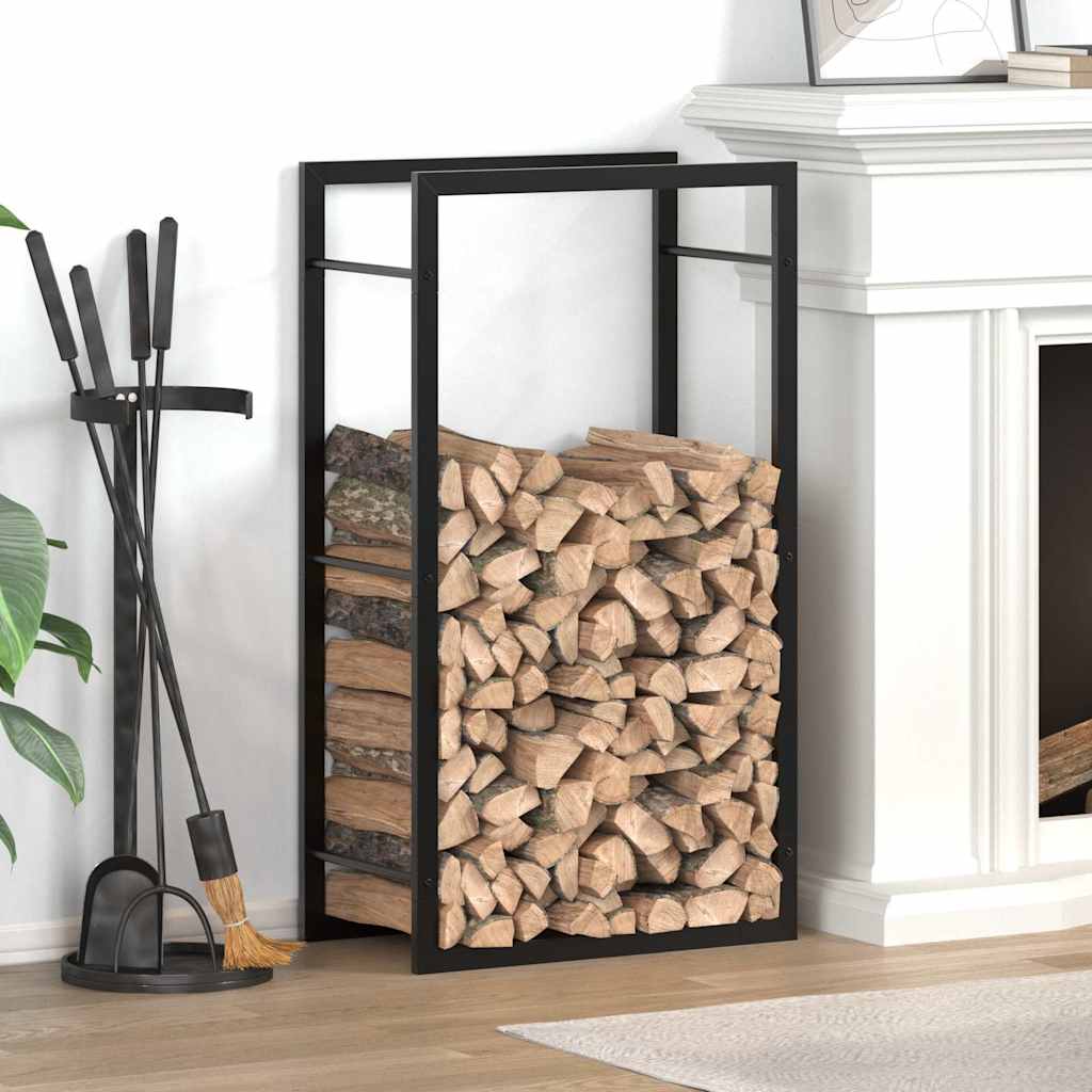 vidaXL Firewood Rack 50x28x56 cm Steel Matt Black