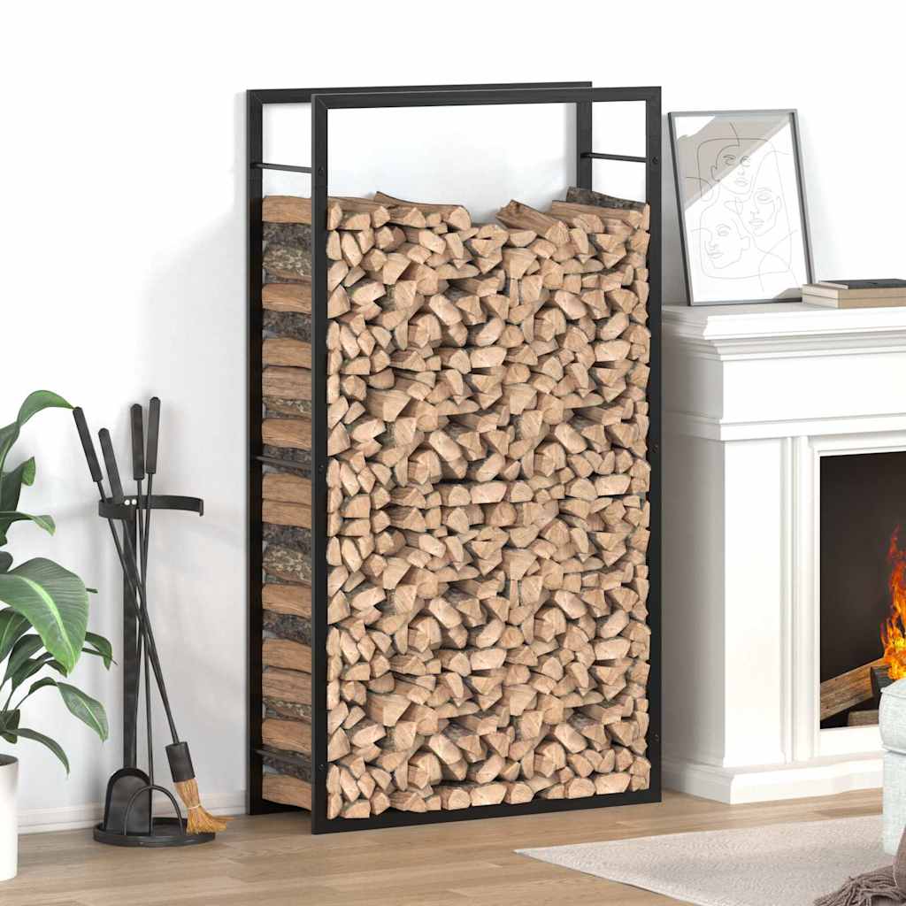 vidaXL Firewood Rack 50x28x56 cm Steel Matt Black