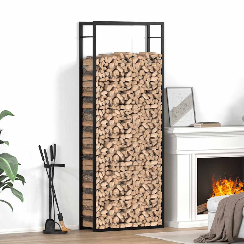 vidaXL Firewood Rack 50x28x56 cm Steel Matt Black