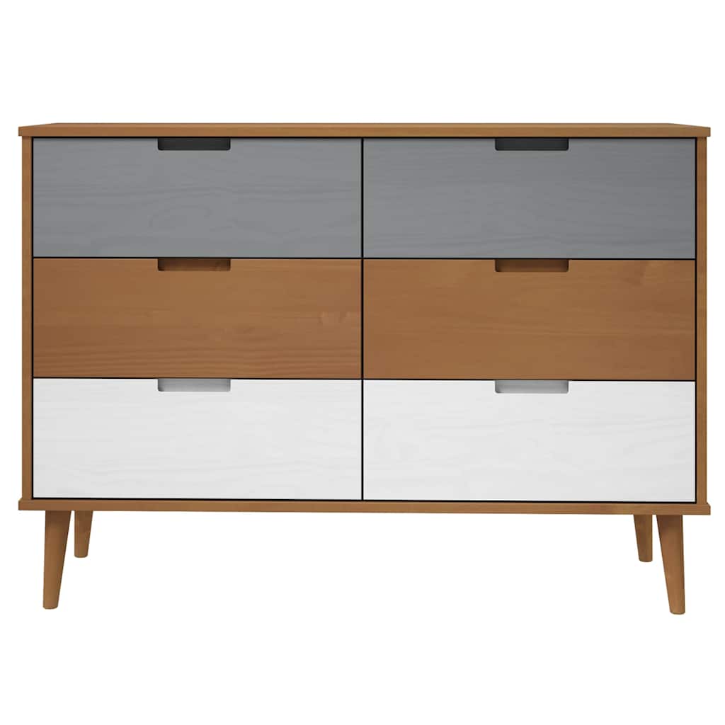 vidaXL Ladekast MOLDE 113x40x80 cm massief grenenhout bruin