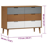 vidaXL Ladekast MOLDE 113x40x80 cm massief grenenhout bruin