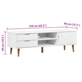 vidaXL Tv-meubel MOLDE 158x40x49 cm massief grenenhout wit