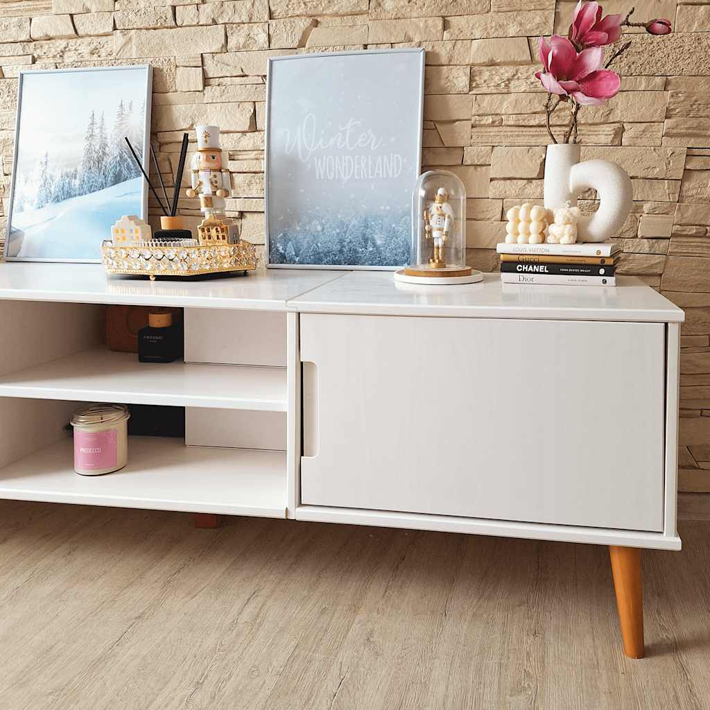 vidaXL Tv-meubel MOLDE 158x40x49 cm massief grenenhout wit