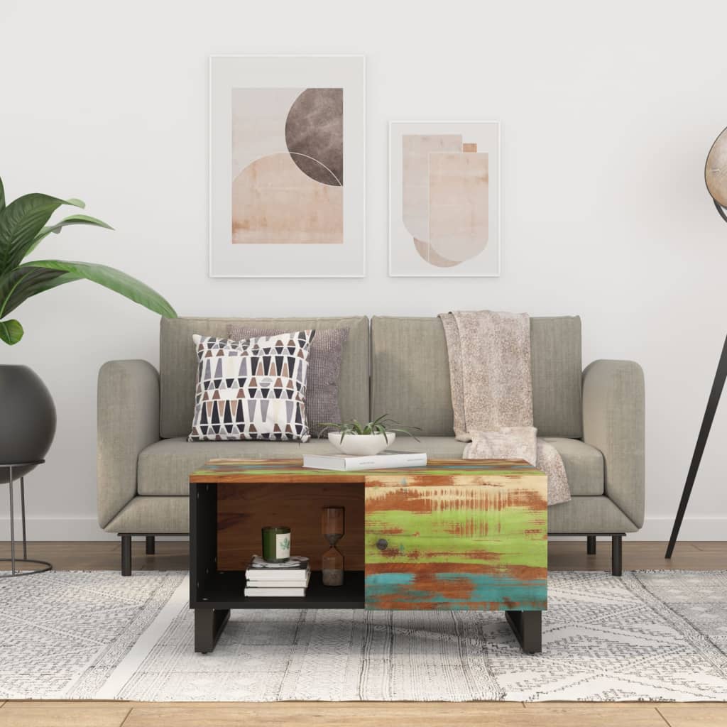 vidaXL Salontafel 80x50x40 cm massief mangohout en bewerkt hout