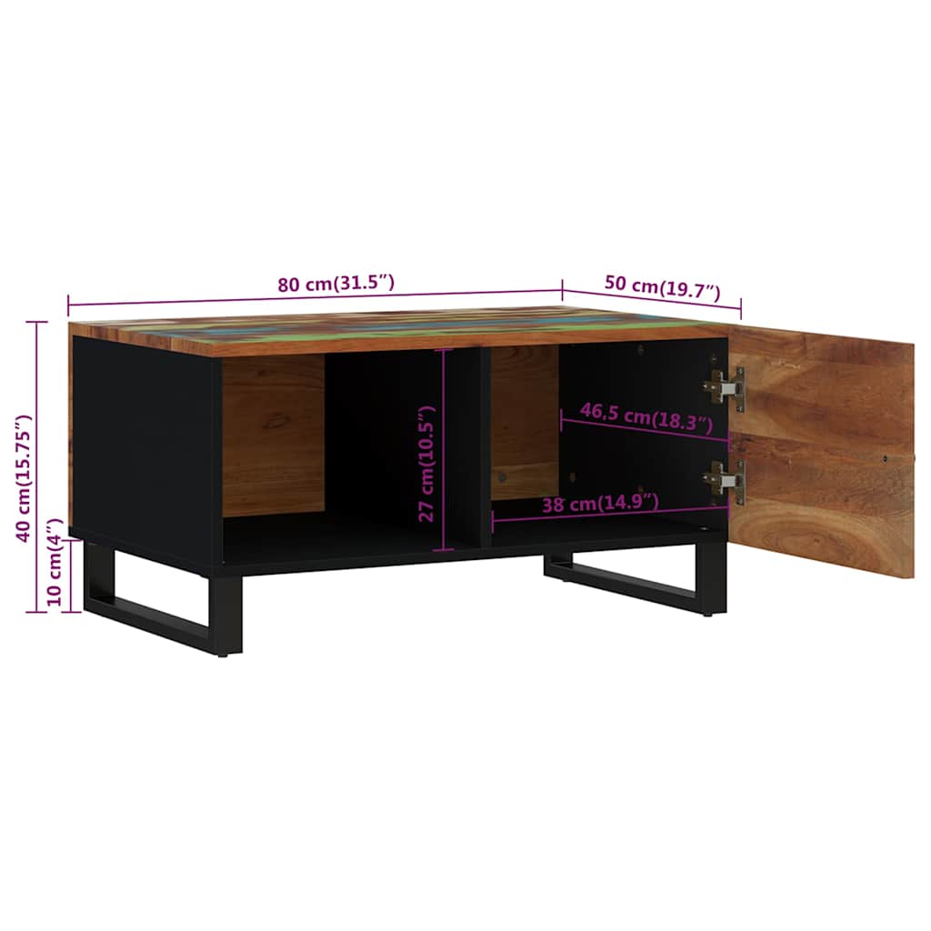 vidaXL Salontafel 80x50x40 cm massief mangohout en bewerkt hout