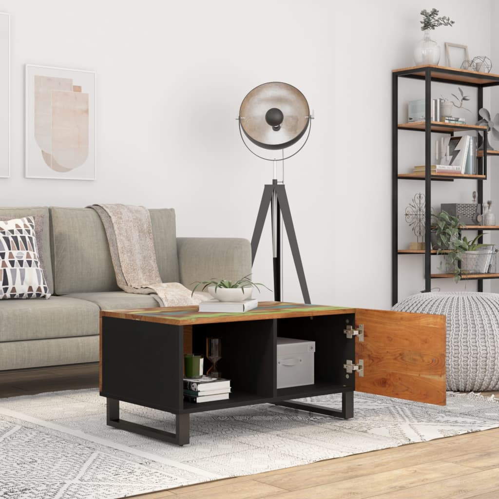 vidaXL Salontafel 80x50x40 cm massief mangohout en bewerkt hout