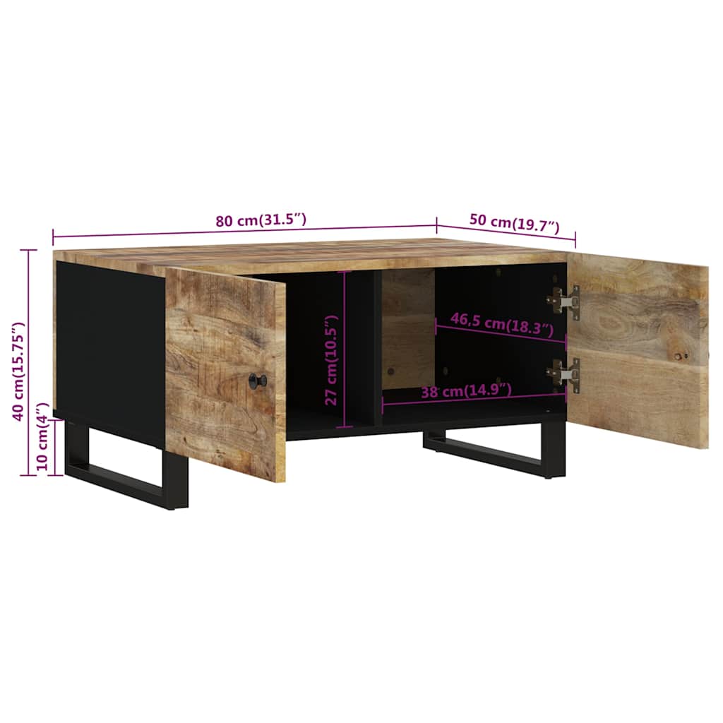 vidaXL Salontafel 80x50x40 cm massief mangohout en bewerkt hout