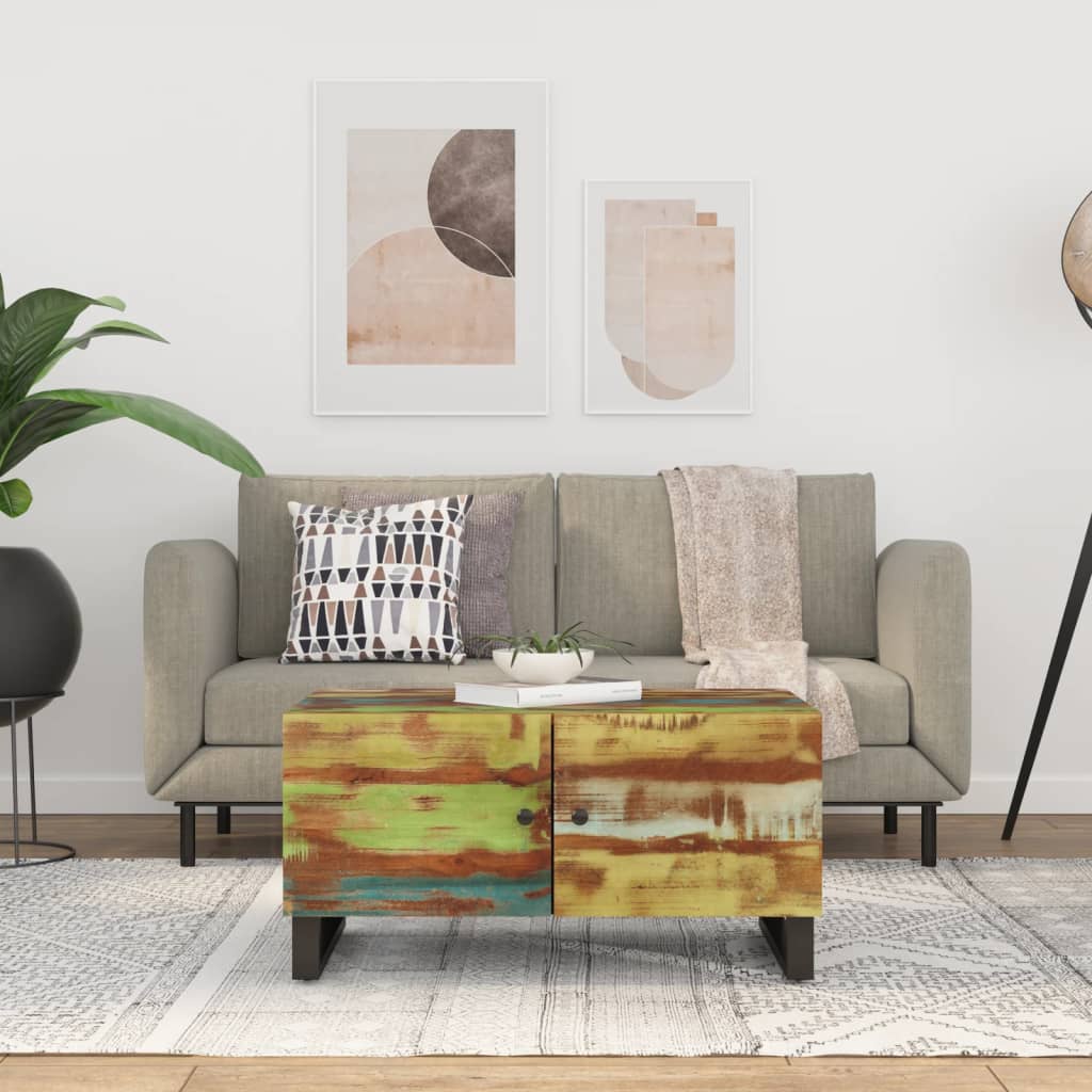 vidaXL Salontafel 80x50x40 cm massief mangohout en bewerkt hout