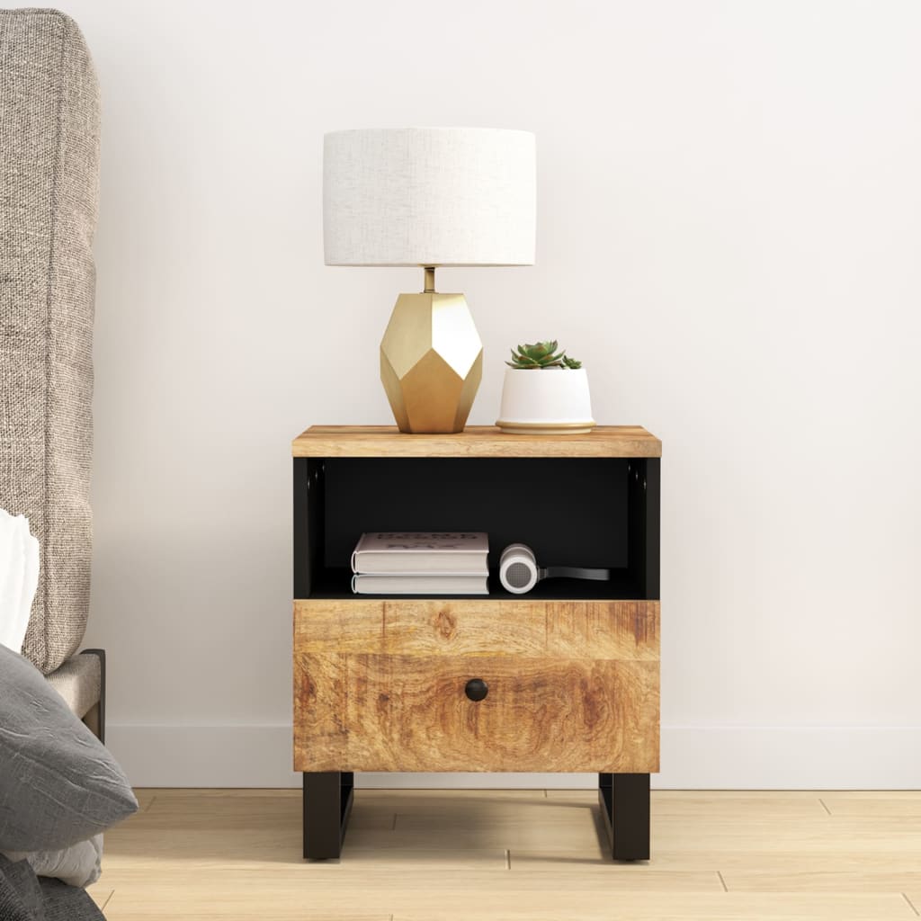 vidaXL Nightstand Solid Mango Wood and Engineered Wood