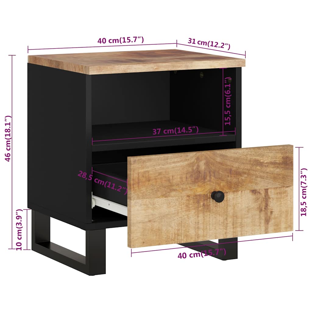 vidaXL Nightstand Solid Mango Wood and Engineered Wood