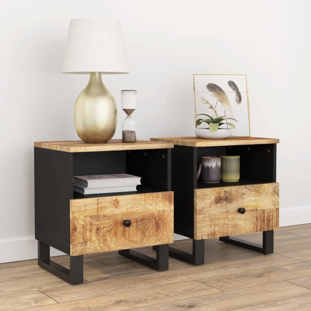 vidaXL Nightstand Solid Mango Wood and Engineered Wood