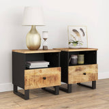vidaXL Nightstand Solid Mango Wood and Engineered Wood