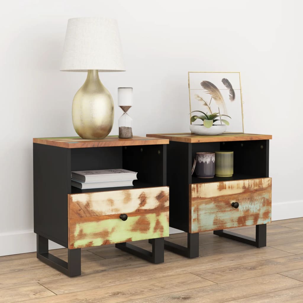 vidaXL Nightstand Solid Mango Wood and Engineered Wood